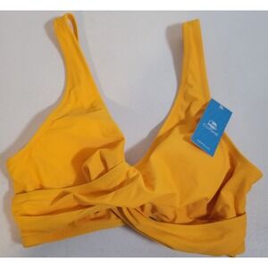 NWT New Cupshe Bikini Top Size Medium Halter Top Yellow Beach Tropical 1092